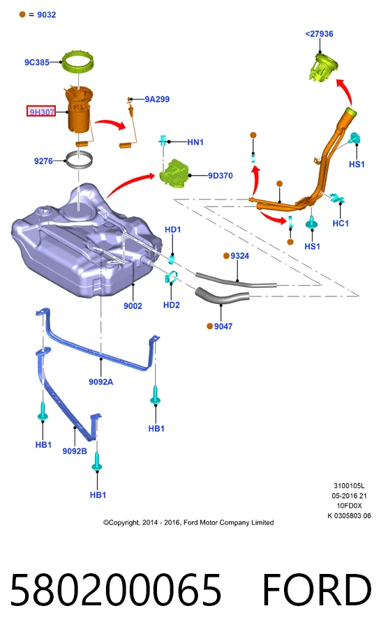 580200065 Ford Módulo de bomba de combustível com sensor do nível de combustível