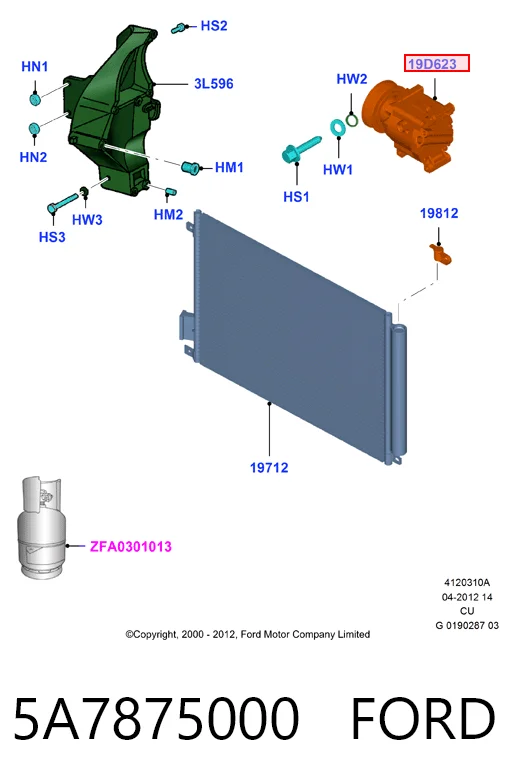 5A7875000 Ford Compressor de aparelho de ar condicionado