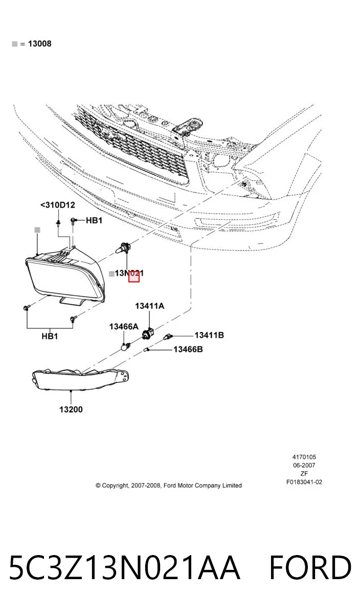 5C3Z13N021AA Ford Lâmpada halógena
