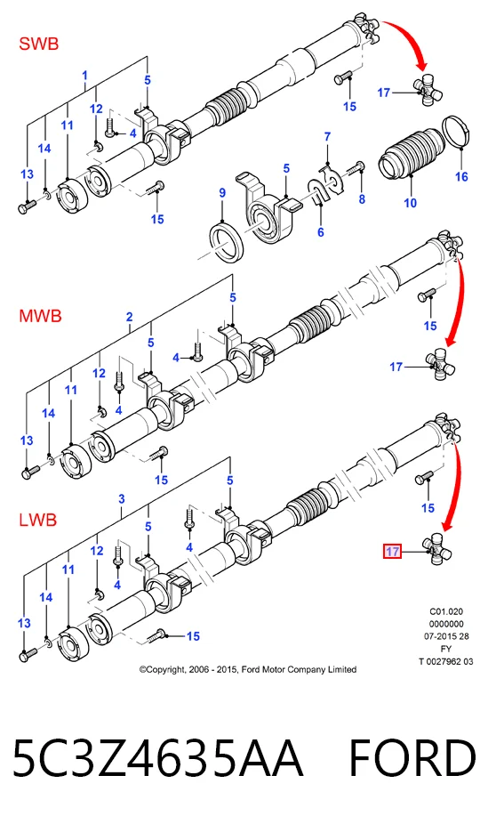 Cruzeta da junta universal traseira K68065428AD Fiat/Alfa/Lancia