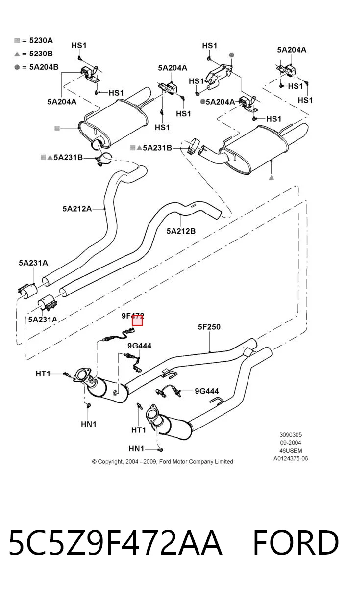 5C5Z9F472AA Ford Sonda lambda, sensor de oxigênio até o catalisador