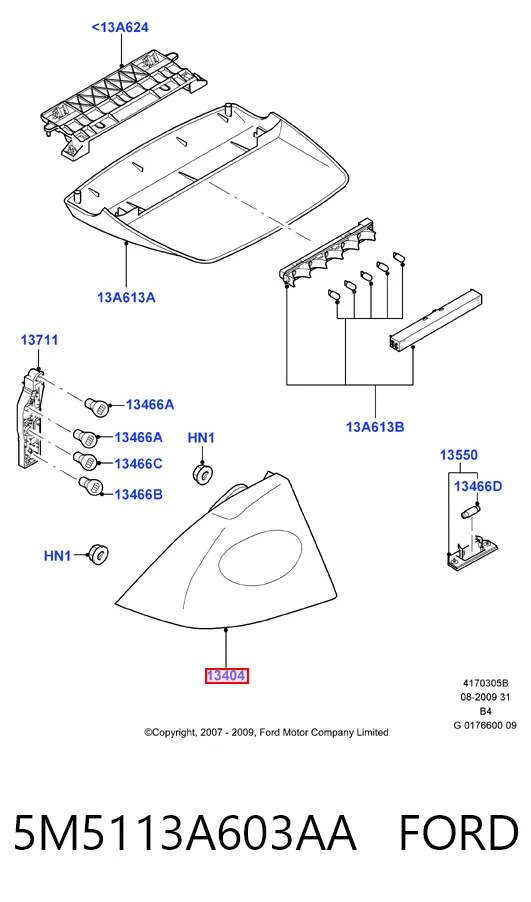5M5113A603AA Ford Lanterna traseira esquerda