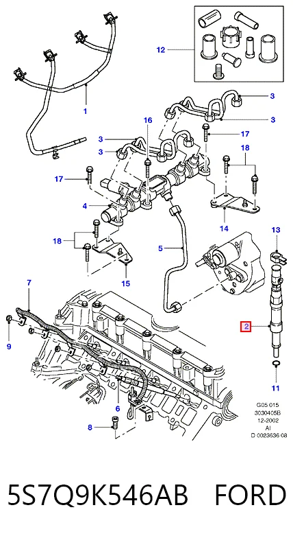 5S7Q9K546AB Ford Injetor de injeção de combustível