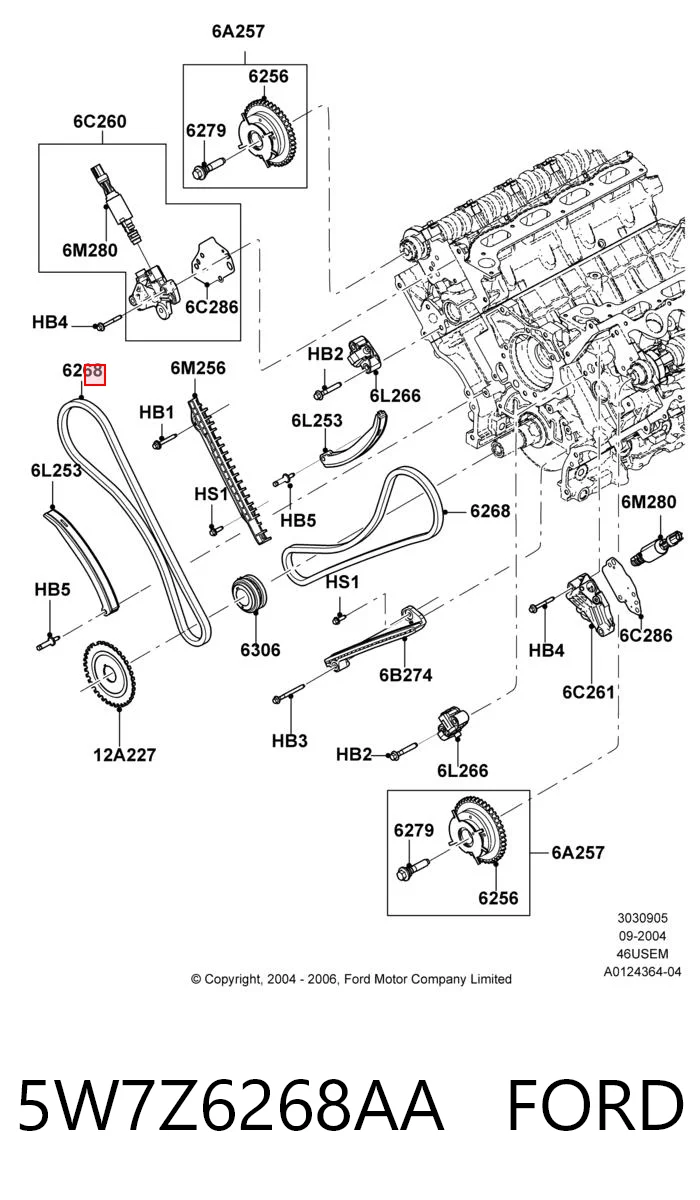 Cadeia do mecanismo de distribuição de gás para Ford Explorer  