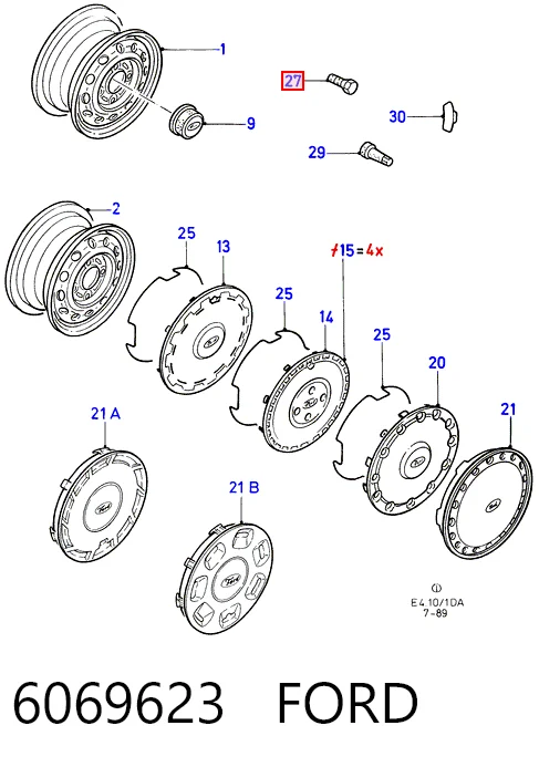 Parafuso de roda Ford Escort IV GAF, AWF, ABFT