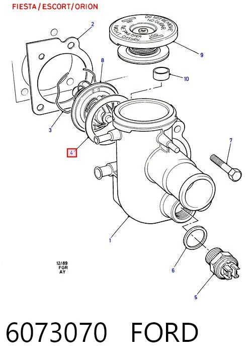 Vedante de termostato para Ford Transit V