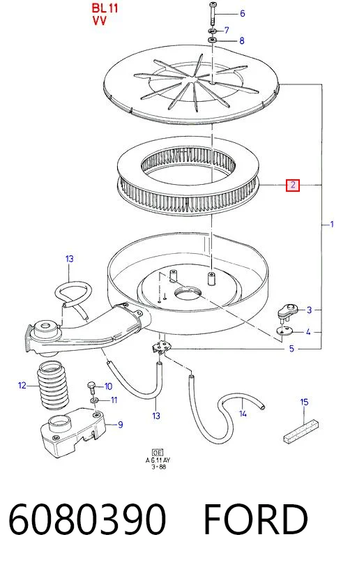 6080390 Ford Filtro de ar