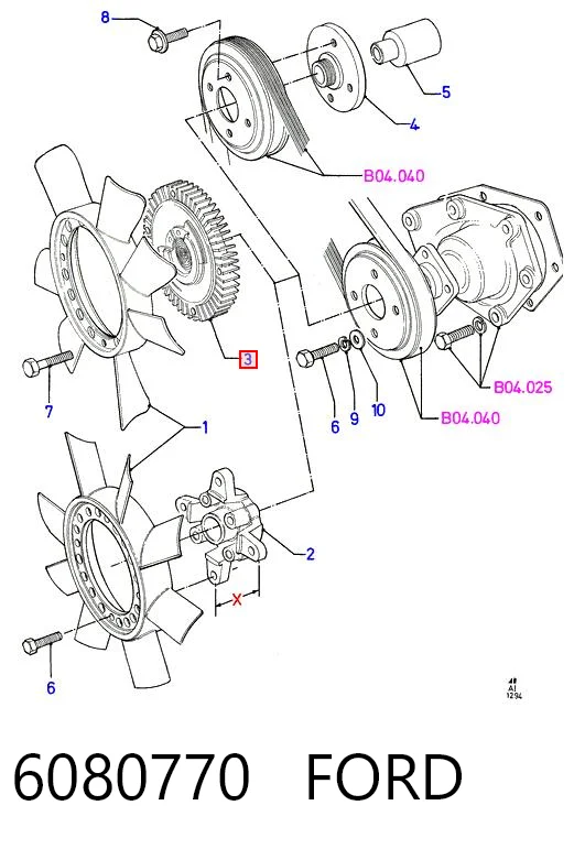  Acoplamento viscoso de ventilador de esfriamento Ford Transit III plataforma a bordo (V) (1977 - 1986) III