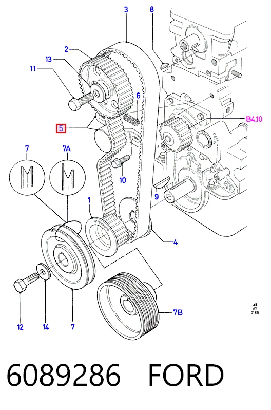  Rolo de reguladora de tensão da correia do mecanismo de distribuição de gás Ford Escort III conversível (ALD) (1983 - 1985) III