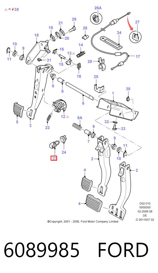 6089985 Ford Sensor de ativação do sinal de parada