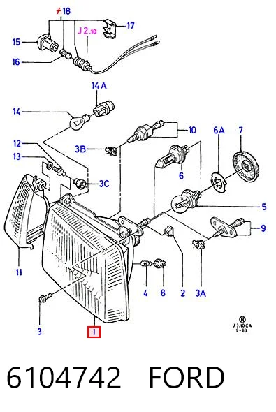 Luz esquerda para Ford Escort GAA, AWA, ABFT, AVA