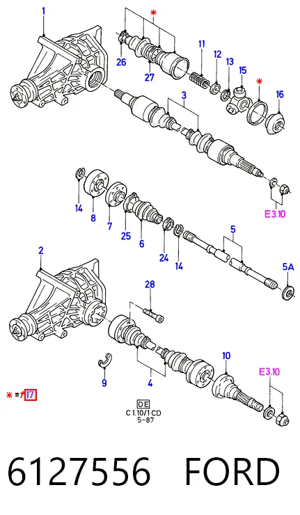  Bota de proteção externa de junta homocinética do semieixo dianteiro Ford Sierra II hatchback (GBC,GBG) (1987 - 1993) II