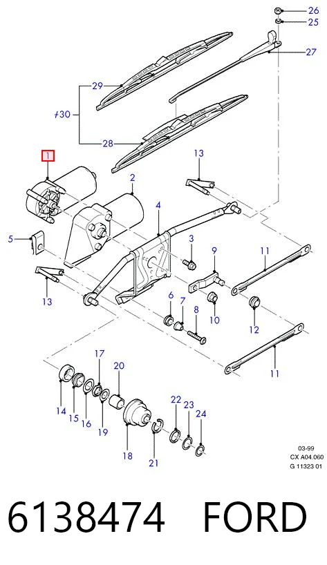 Motor de limpador pára-brisas do pára-brisas para Ford Fiesta Mk3 GFJ