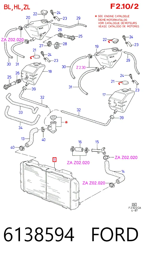 Radiador de esfriamento de motor Ford Orion I AFD ao melhor preço