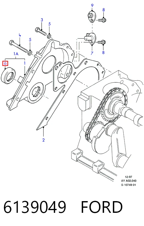 Vedação dianteira de cambota de motor para Ford Escort III AWA