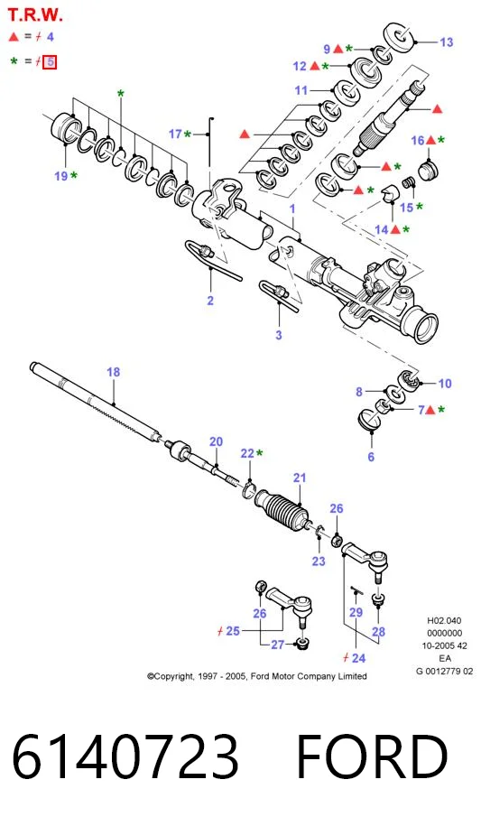 Kit de reparação da cremalheira da direção (do mecanismo), (kit de vedantes) para Ford Sierra II GBG, GB4