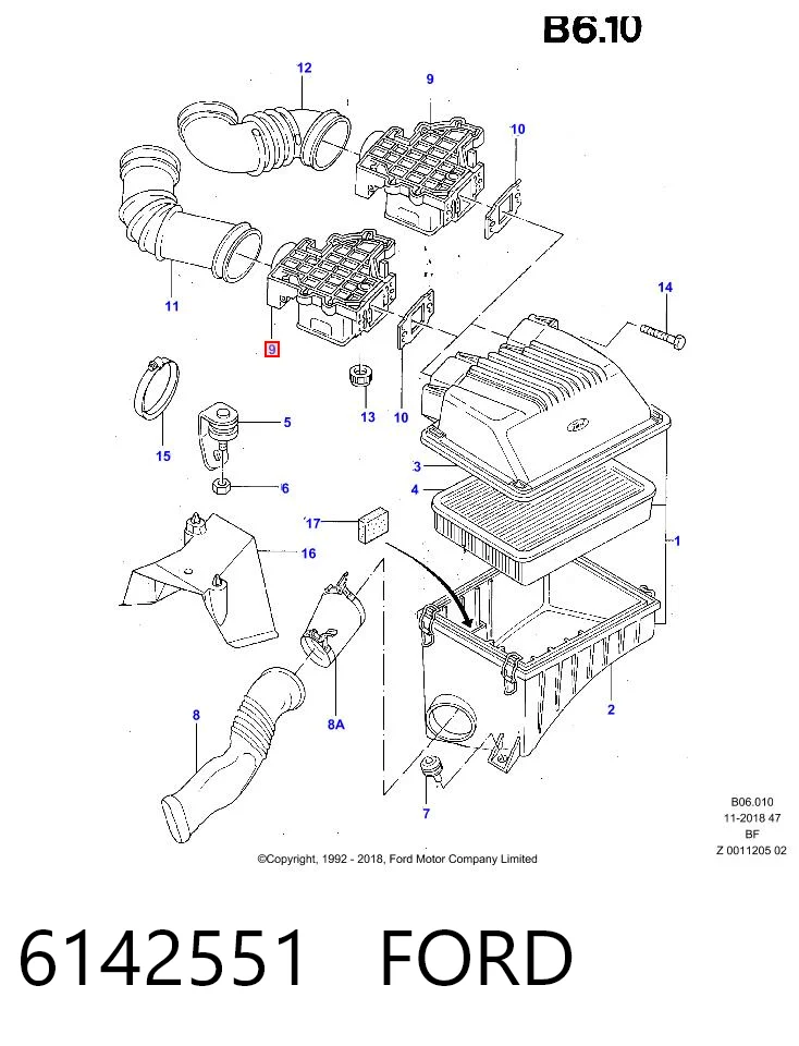Sensor de fluxo (consumo) de ar, medidor de consumo M.A.F. - (Mass Airflow) para Ford Sierra I GBC
