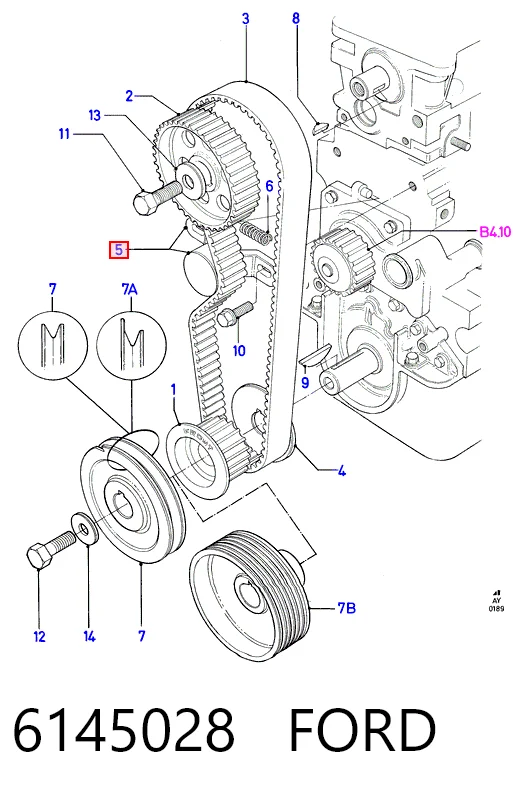  Rolo de reguladora de tensão da correia do mecanismo de distribuição de gás Ford Escort IV conversível (ALF) (1986 - 1990) IV