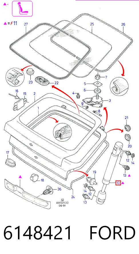 Amortecedor de tampa de porta-malas (de 3ª/5ª porta traseira) Ford Sierra preço, a partir de 6,39 USD
