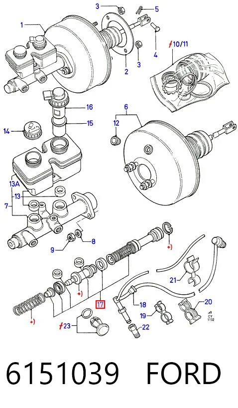 Kit de reparação de cilindro mestre do freio Ford Transit IV T