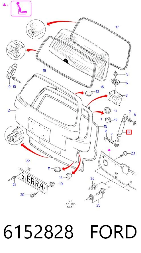 Amortecedor de tampa de porta-malas (de 3ª/5ª porta traseira) Ford Sierra preço, a partir de 10,48 USD