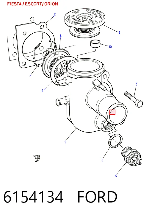Sensor de temperatura do fluido de esfriamento (de ativação de ventilador do radiador) Ford Transit IV E
