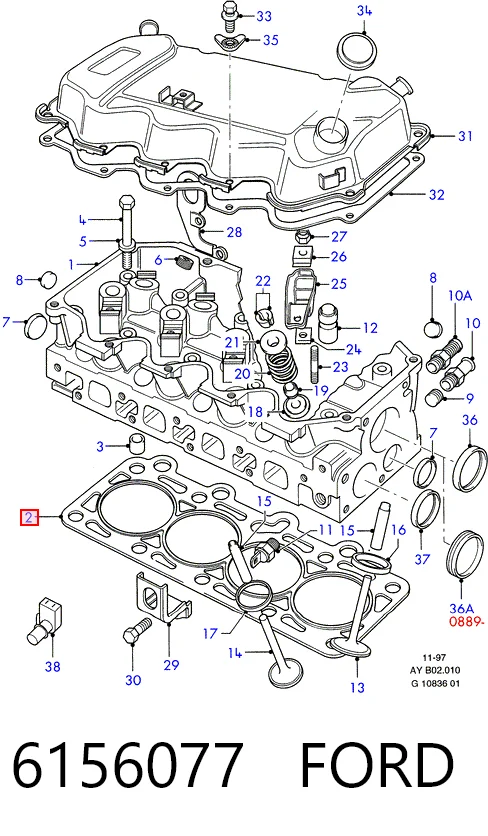  Vedante de cabeça de motor (CBC) Ford Fiesta Mk2 hatchback (FBD) (1983 - 1989) Mk2
