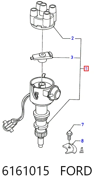 Distribuidor de ignição (distribuidor) para Ford Sierra II GBG, GB4