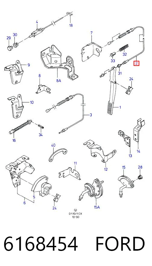 Cabo/pedal de gás (de acelerador) para Ford Fiesta Mk3 GFJ