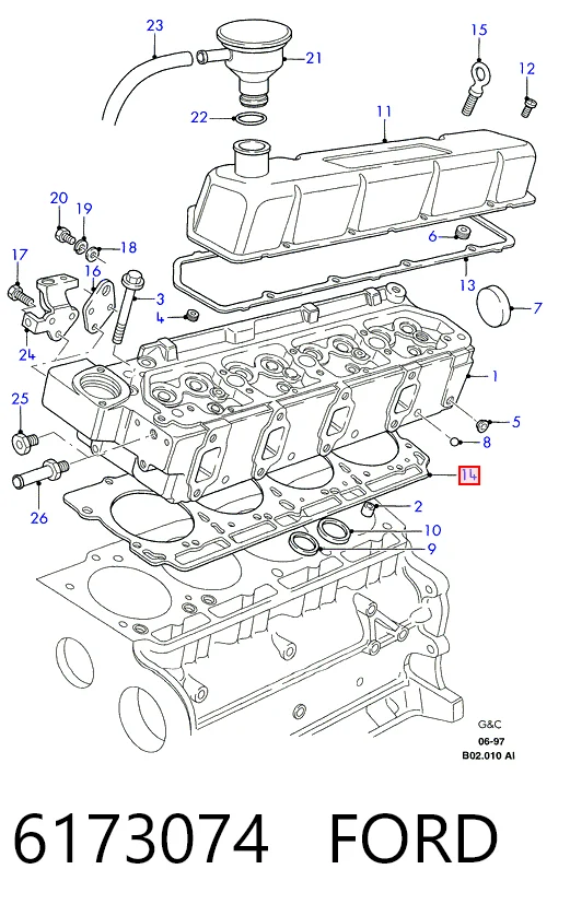  Vedante de cabeça de motor (CBC) Ford Transit IV сaixa (E) (1994 - 2000) IV