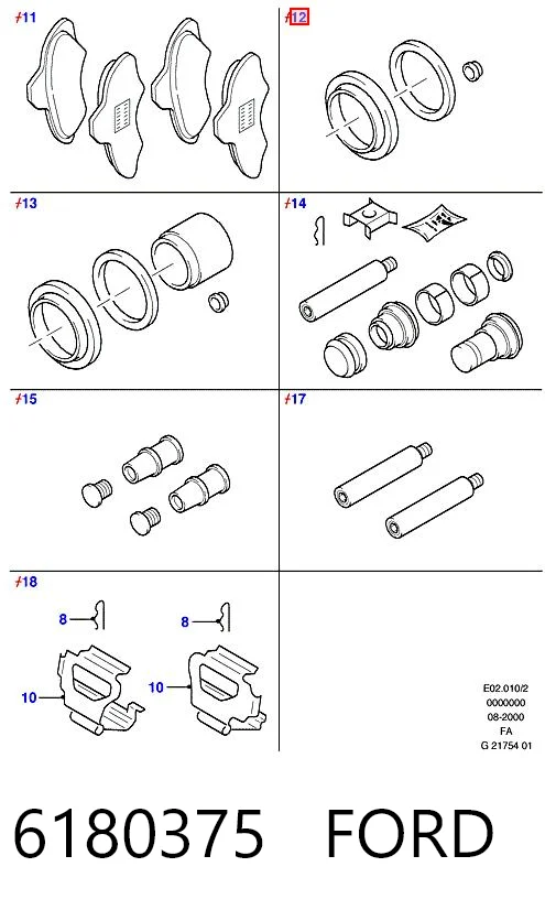 Kit de reparação de suporte do freio dianteiro para Ford Escort CLASSIC TOURING ANL