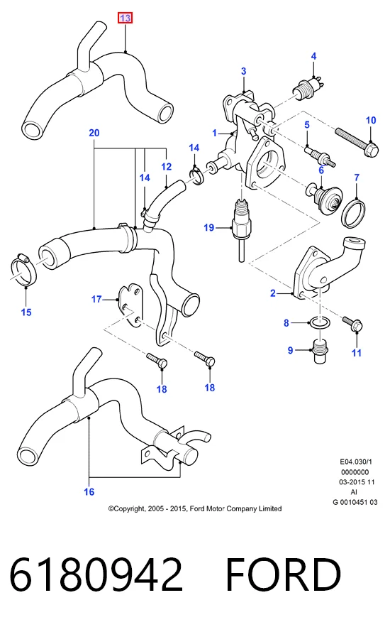 Mangueira (cano derivado) do sistema de esfriamento para Ford Fiesta Mk3 GFJ