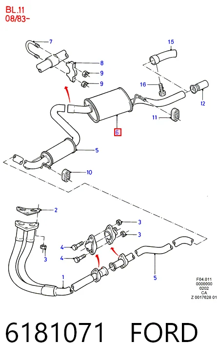 Silenciador, parte traseira para Ford Orion II AFF