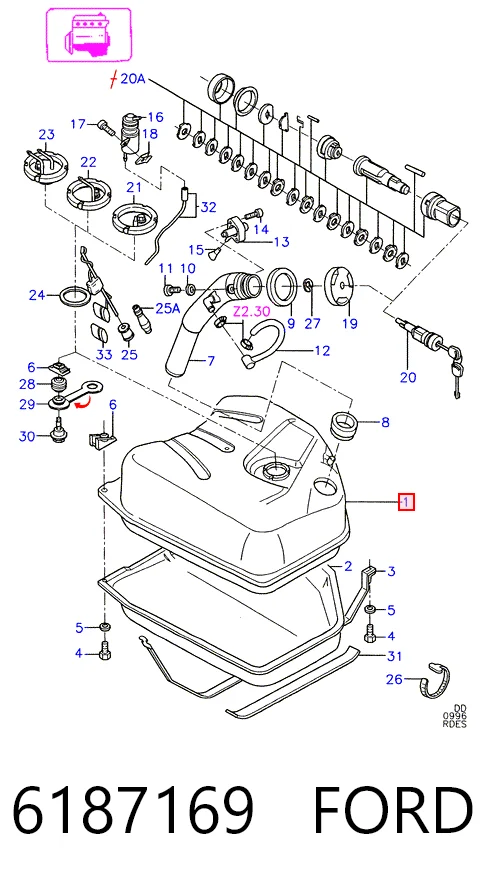 Tanque de combustível Ford Sierra II GBG, GB4