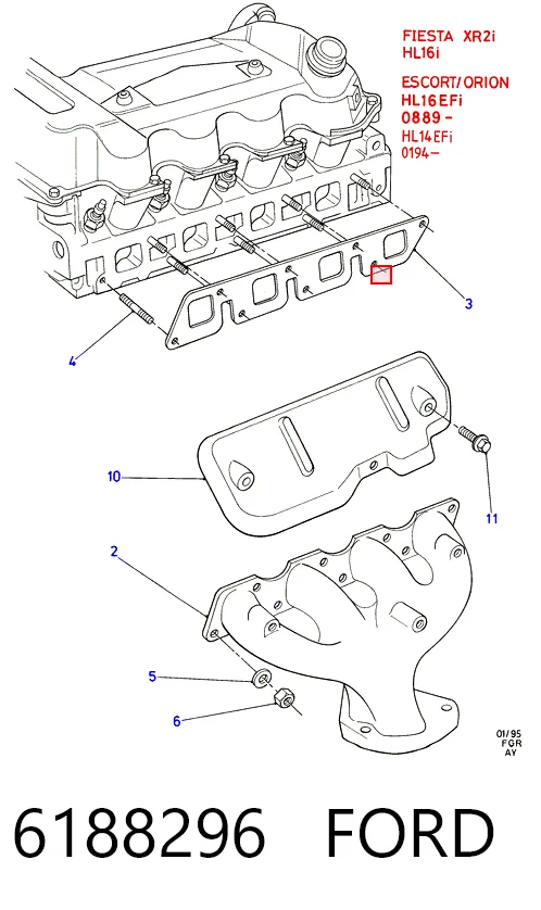  Vedante de tubo coletor de escape Ford Escort IV conversível (ALF) (1986 - 1990) IV