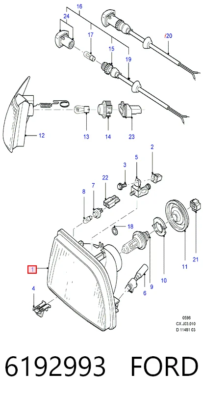 Luz direita para Ford Fiesta Mk3 GFJ