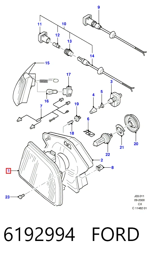 Luz direita Ford Fiesta Mk3 GFJ