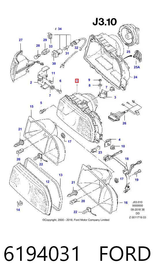 Luz direita Ford Sierra II GBG, GB4