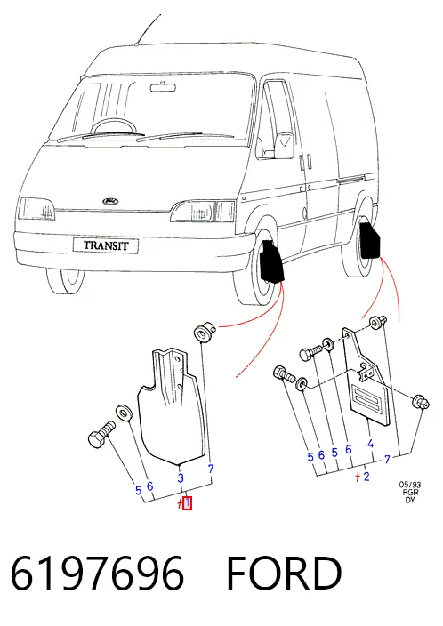 Protetores de lama dianteiros, kit para Ford Transit E