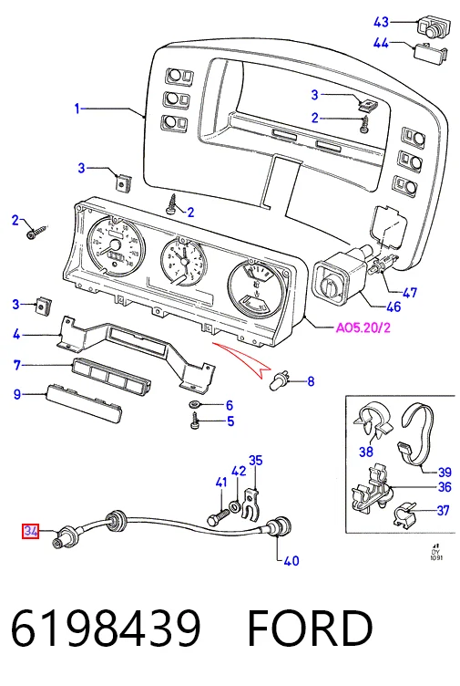 Cabo de acionamento de velocímetro para Ford Transit IV E