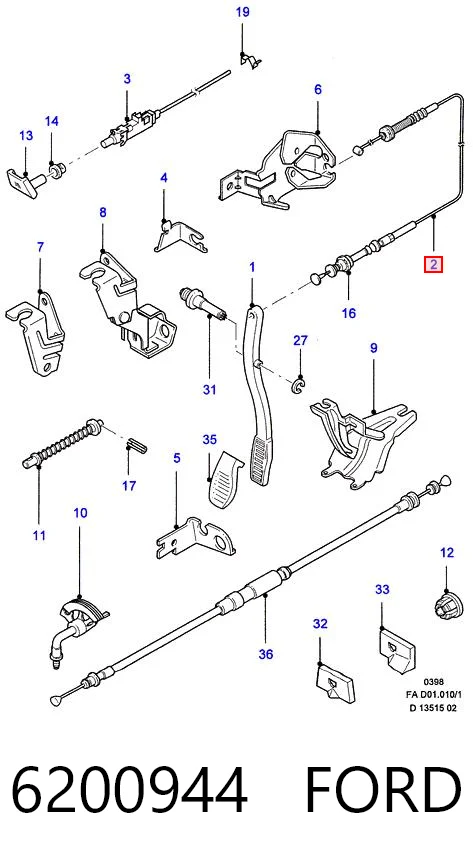 Cabo/pedal de gás (de acelerador) Ford Escort  AVL ao melhor preço