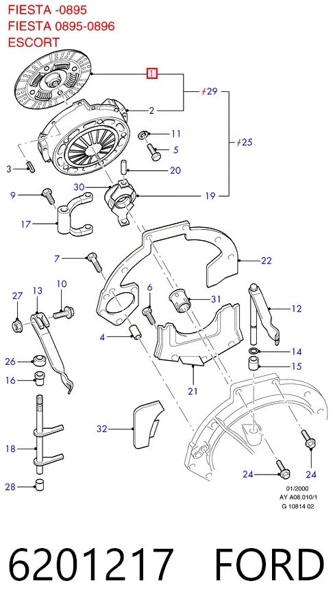 Disco de embraiagem Ford Fiesta  F3L, F5L ao melhor preço