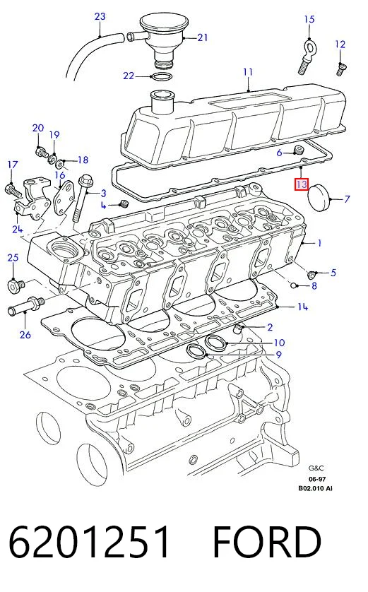 Compre Vedante de tampa de válvulas de motor Ford Transit 4