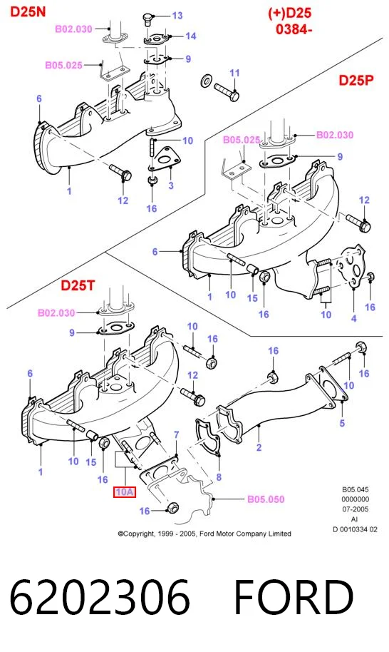 6202306 Ford Parafuso de tubo de turbina de fornecimento de óleo