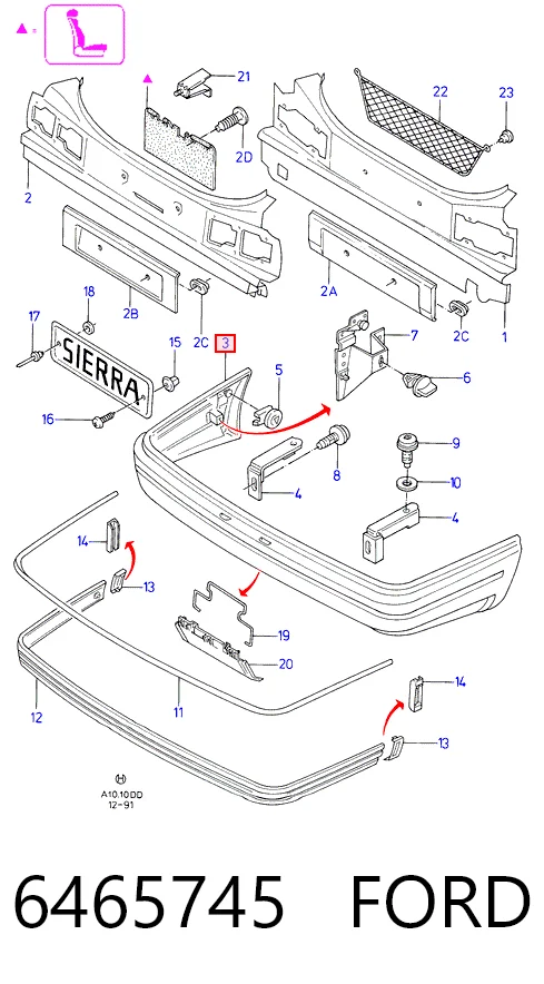 Pára-choque traseiro para Ford Sierra II GBC,GBG