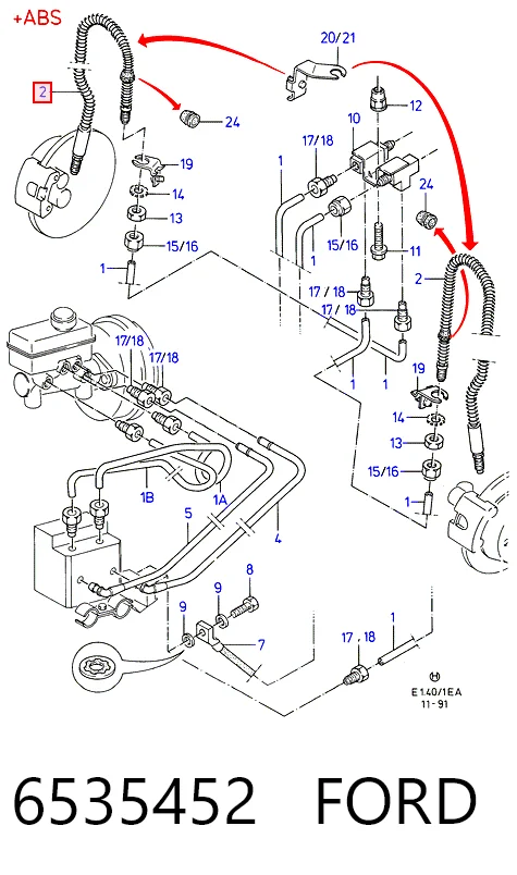 Mangueira do freio dianteira para Ford Escort '95 AVL