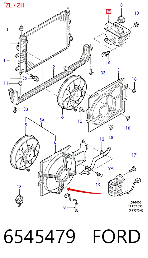  Tanque de expansão do sistema de esfriamento Ford Escort III hatchback (GAA, AWA, ABFT, AVA) (1980 - 1985) III
