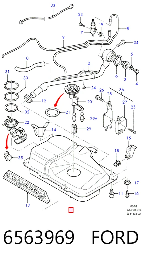 Tanque de combustível Ford Fiesta  F3L, F5L ao melhor preço