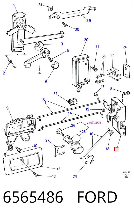 Fecho da porta dianteira esquerda para Ford Transit IV T