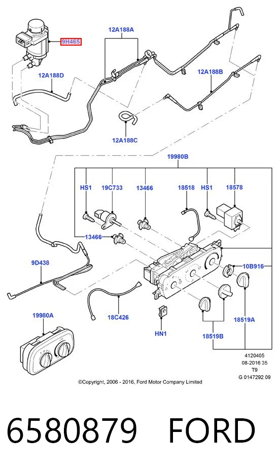 6580879 Ford Válvula solenoide de regulação de comporta EGR